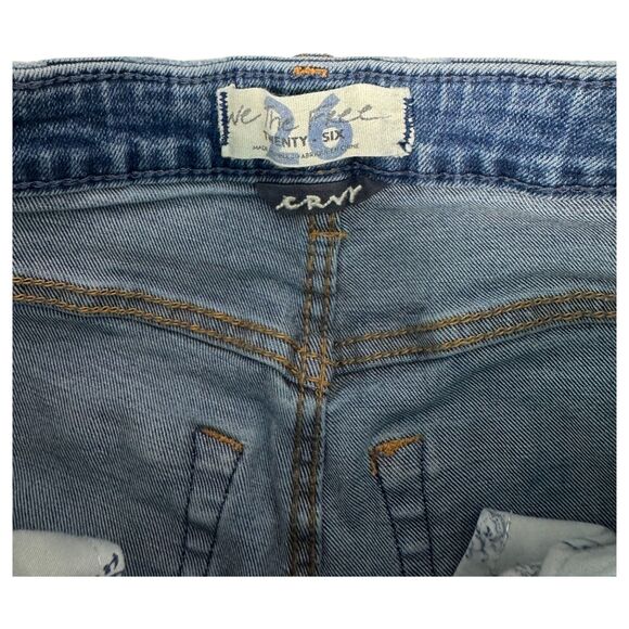 Free People We the Free CRVY Vintage Denim Button Fly Shorts Distressed 26 - Picture 3 of 4